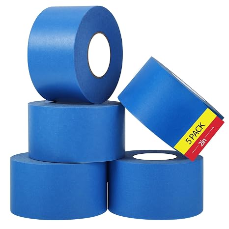 Blue Painters Tape, 5 Rolls, 48mm x 50m, Masking Tape for Painting