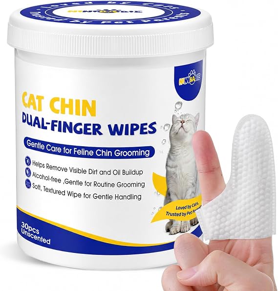 Cat Chin Wipes, Dual-Finger Cleaning Pads, Unscented, 30 Count