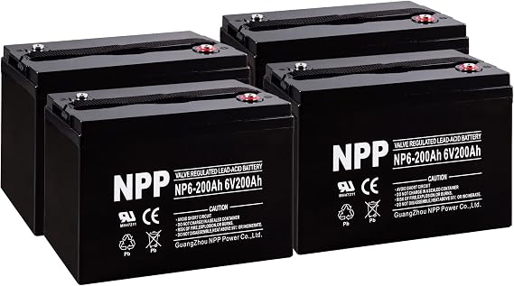 NPP 6V 200Ah AGM SLA Golf Cart Battery with T16A Terminal (4 Pcs)