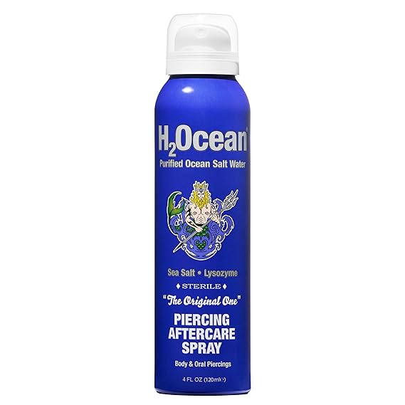 H2Ocean Piercing Aftercare Spray and Keloid Bump Removal Sea Salt Spray for Body and Facial Piercings Ear, Nose, Navel, Oral & Body Piercing Cleaner, Aftercare Solution for New Piercings 4oz