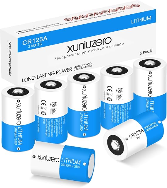 CR123A 3V Batteries (6-Pack) Photo Non-Rechargeable Lithium Battery 3 Volt 123 Lithium Battery 10 Years Shelf Life