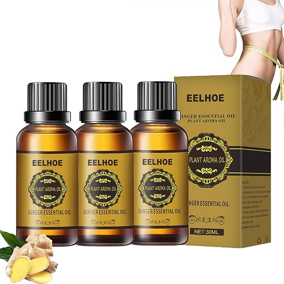 Slimming Belly Ginger Oil, Lymphatic Drainage Ginger Oil, Abdominal Drainage Ginger Oil, Slimming Ginger Oil for Abdomen, Essential Ginger Oil Massage, Ginger Massage Oil Lymphatic Drainage, 30 ml (3