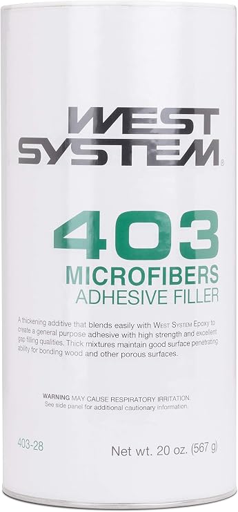 WEST SYSTEM 403 Microfibers Filler | High-Strength Structural Epoxy Wood Filler Additive for WEST SYSTEM Epoxy | Marine and Exterior Epoxy Joint Filler | Made in the USA