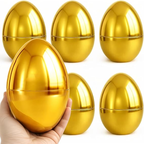 GiftExpress Pack of 6, 6" Gold Easter Eggs - Adult & Kid Party Toys for Gift Baskets or Egg Hunt Decor
