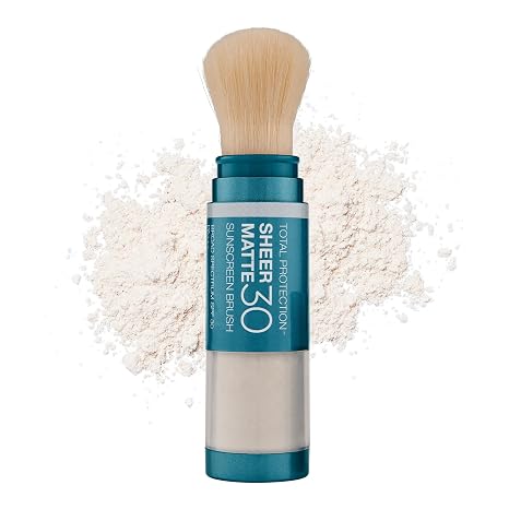 Colorescience, Total Protection Sheer Matte Sunscreen Brush, SPF 30 | Formulated for Oily & Acne-Prone Skin, Unscented Powder, 0.15 oz
