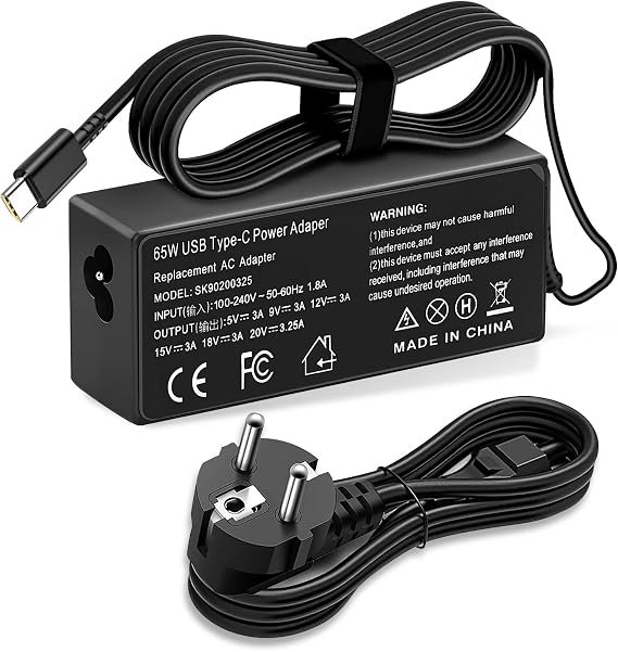65W USB C Power Supply Charger for Lenovo Thinkpad X1 Carbon T14 T480 T480s T490 T490s T580 T590 X380 X390 L380 L390 L390 Yoga C740 720 730 720-13 720-13IKB 730-13 910 910-13IKB, Type C Laptop Charger