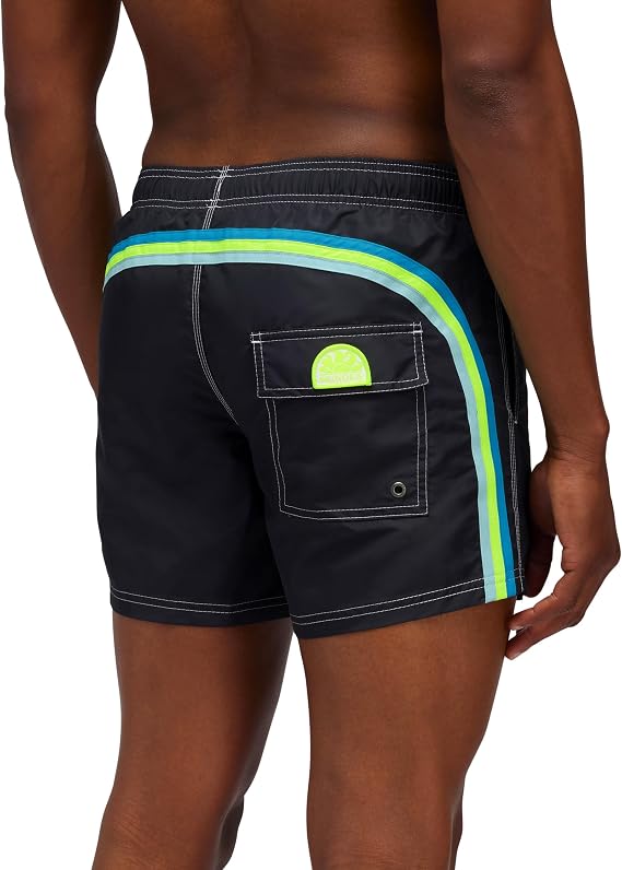 SUNDEK Mens Elastic Waist Boardshort, Swim Trunks 14" Length 5" Inseam
