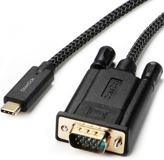 USB C to VGA Cable 10 ft, USBC Type C to VGA Cord Braided (Thunderbolt 3) Compatible with iMac, MacBook Pro, MacBook Air, Surface Book 2, Chromebook and More