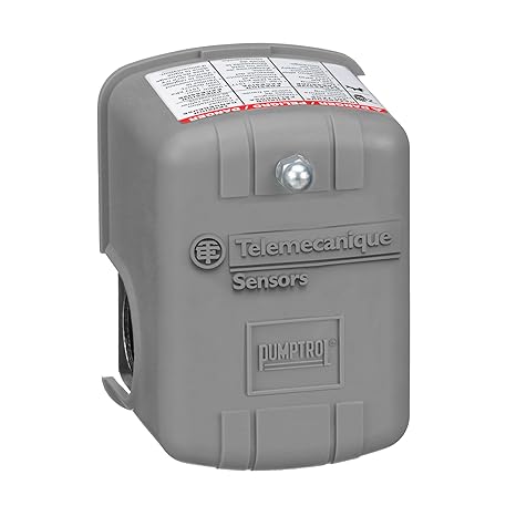 Telemecanique Sensors 9013FSG52J33P Air-Pump Pressure Switch, NEMA 1, 50-70 psi Pressure Setting, 25-80 psi Cut-Out, 20-30 psi Adjustable Differential, Pulsation Plug