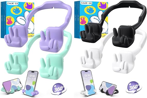 CALDEVER 4 Pack Thumbs Lazy Cell Phone Stand Stocking Stuffers for Teens Girls Boys Kids Gifts Phone Holder for Desk Cool Gadgets Birthday Gifts for Women Men Teenage Adults Wife