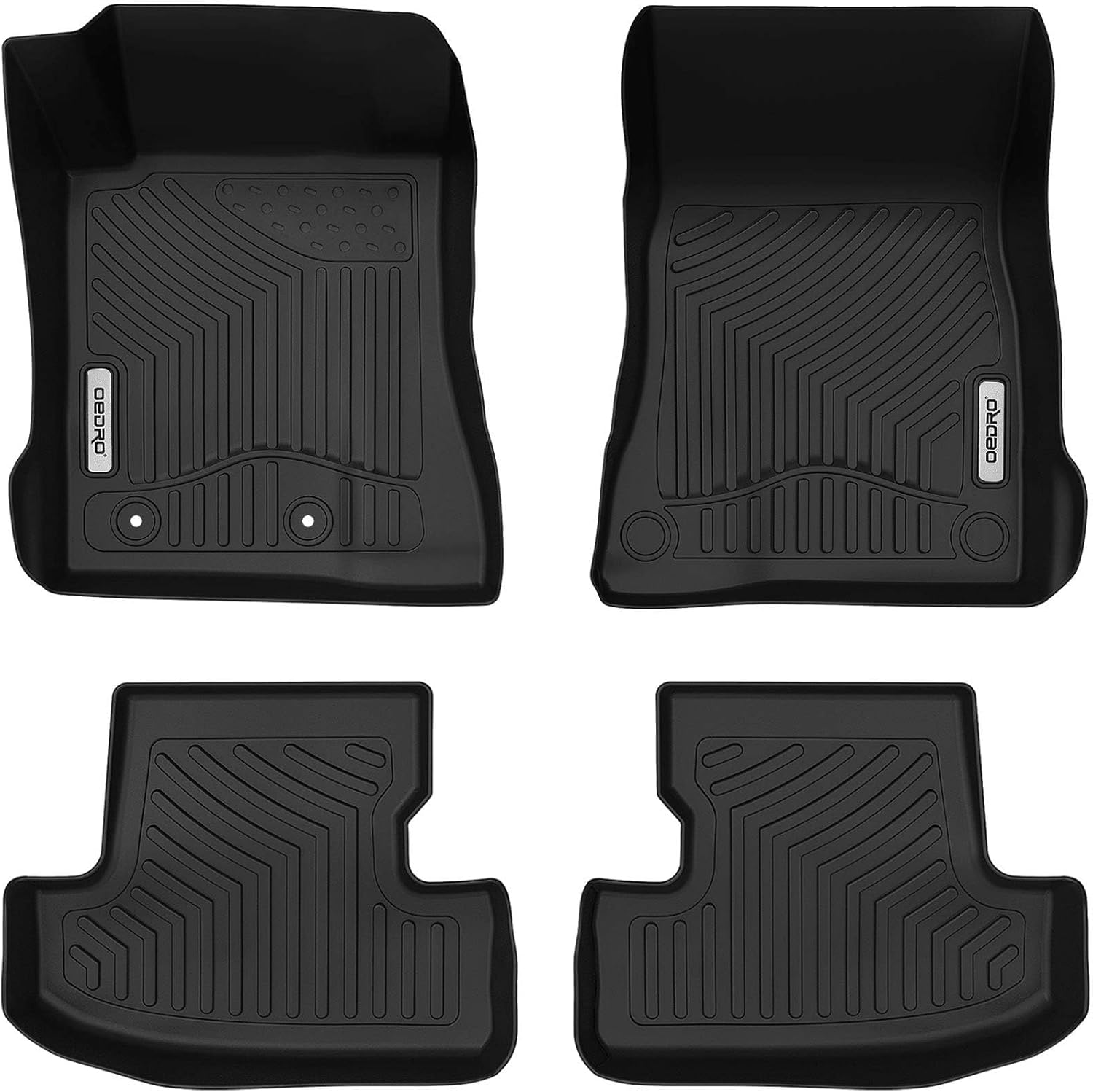 OEDRO Floor Mats Fit for 2015-2021 Ford Mustang, Unique Black TPE All-Weather Guard Includes 1st and 2nd Row: Front, Rear, Full Set Liners