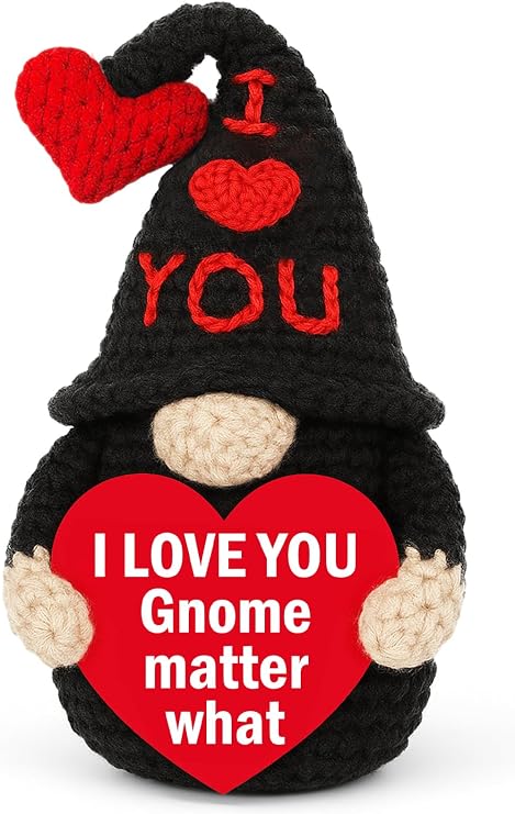 Valentines Gifts for Him Her Boyfriend Girlfriend - Handmade Crochet Gnome, Romantic Wedding Anniversary Birthday Valentines Day Presents for Husband Wife - I Love You Gift for Women Men