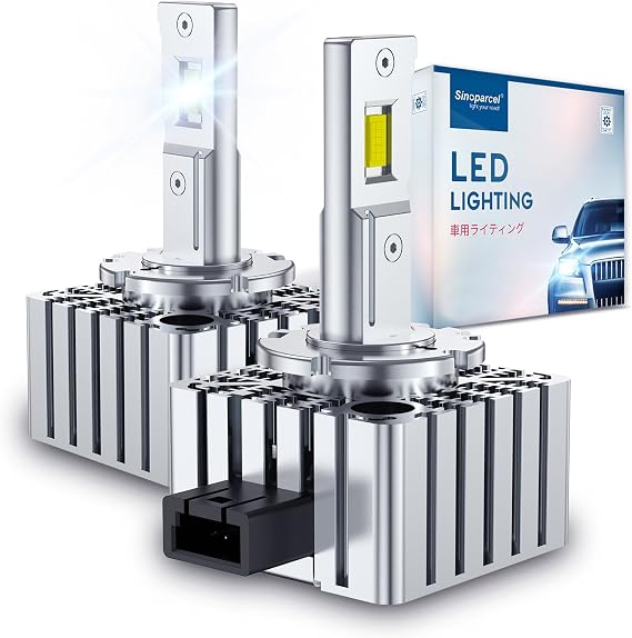 Sinoparcel D1S LED Headlight Bulb, 6000K Cool White, 35W | HID Xenon to LED Upgrade, Plug and Play, Suitable for 66140 66144 85410 85415, PK32d-2, Pack of 2