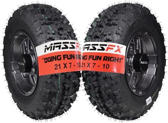MASSFX 21x7-10 Front Tire & Gun Metal Wheel Kit 4-Ply 2-Pack 10x5 4/156