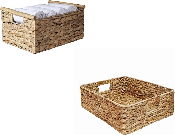 Large water hyacinth storage basket with handle + Water hyacinth drawer storage basket