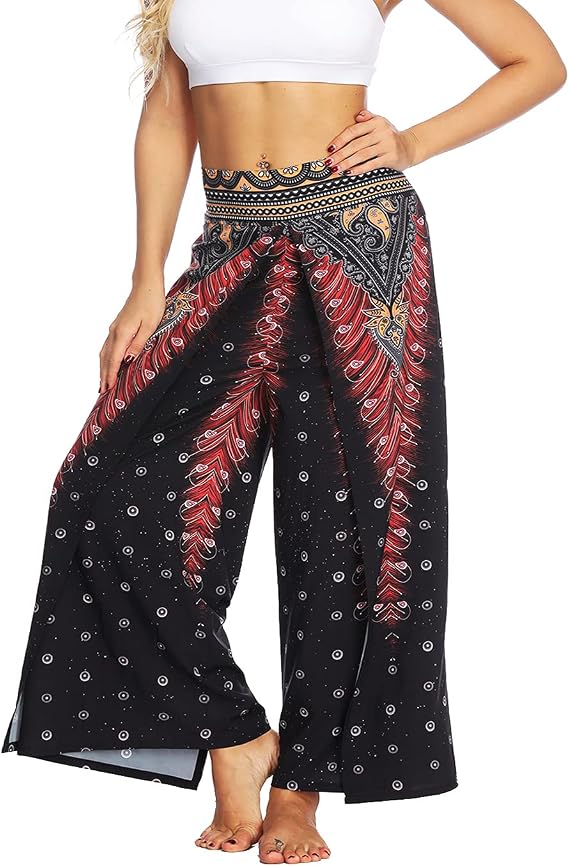 Boho Pants Wide Leg Palazzo Pants Split Flowy Hippie Pants