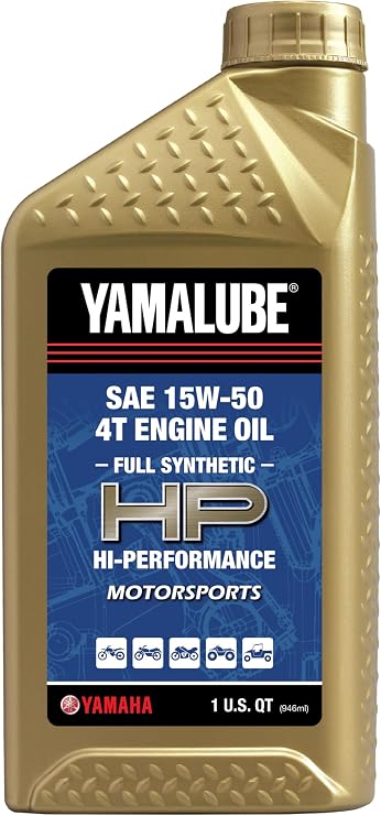 Yamaha Yamalube 15W-50 Full Synthetic with Ester Hi-Performance Engine Oil- 1 Quart, #LUB-15W50-FS-12