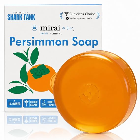 Mirai Clinical Persimmon Soap for Old People Smell,Nonenal Odor Eliminator | Japanese Persimmon Soap, Natural Body Odor Soap, Green Tea Extract, Deodorizing Bar for Men, Women, Gentle for All Skin Types