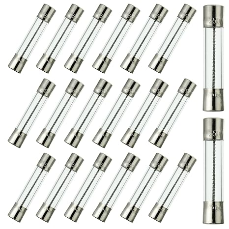 BOJACK T7AL250V 6x30 mm 7 A 250V Slow Blow Fuses 7 amp 250 Volt 0.24 x 1.18 Inch Glass Tube Time-delay Fuses(Pack of 20)
