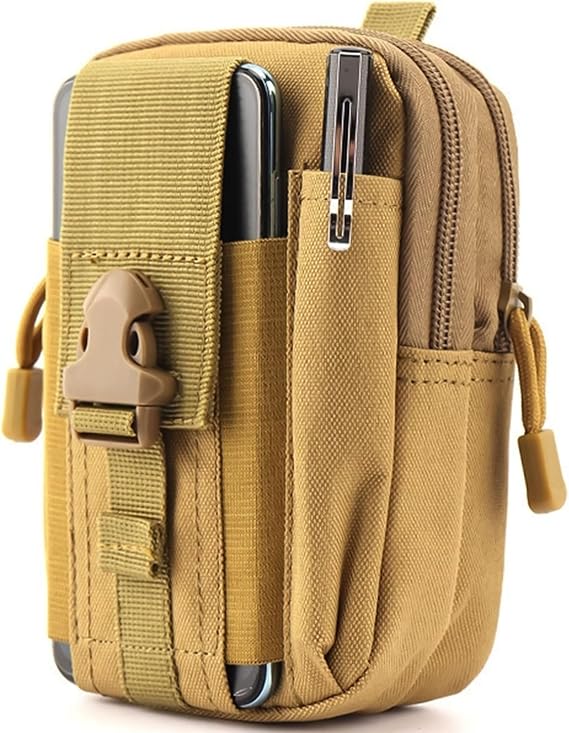 Tactical Molle Admin Pouch, Utility EDC Tool Pouch Small Phone Bag Double Capacity Mini Tactical Belt Bag Phone Holder Waist Pack for Outdoor Hiking