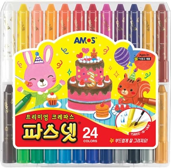 Amos Premium Non-toxic Silky Crayon Pasnet 24 Colors