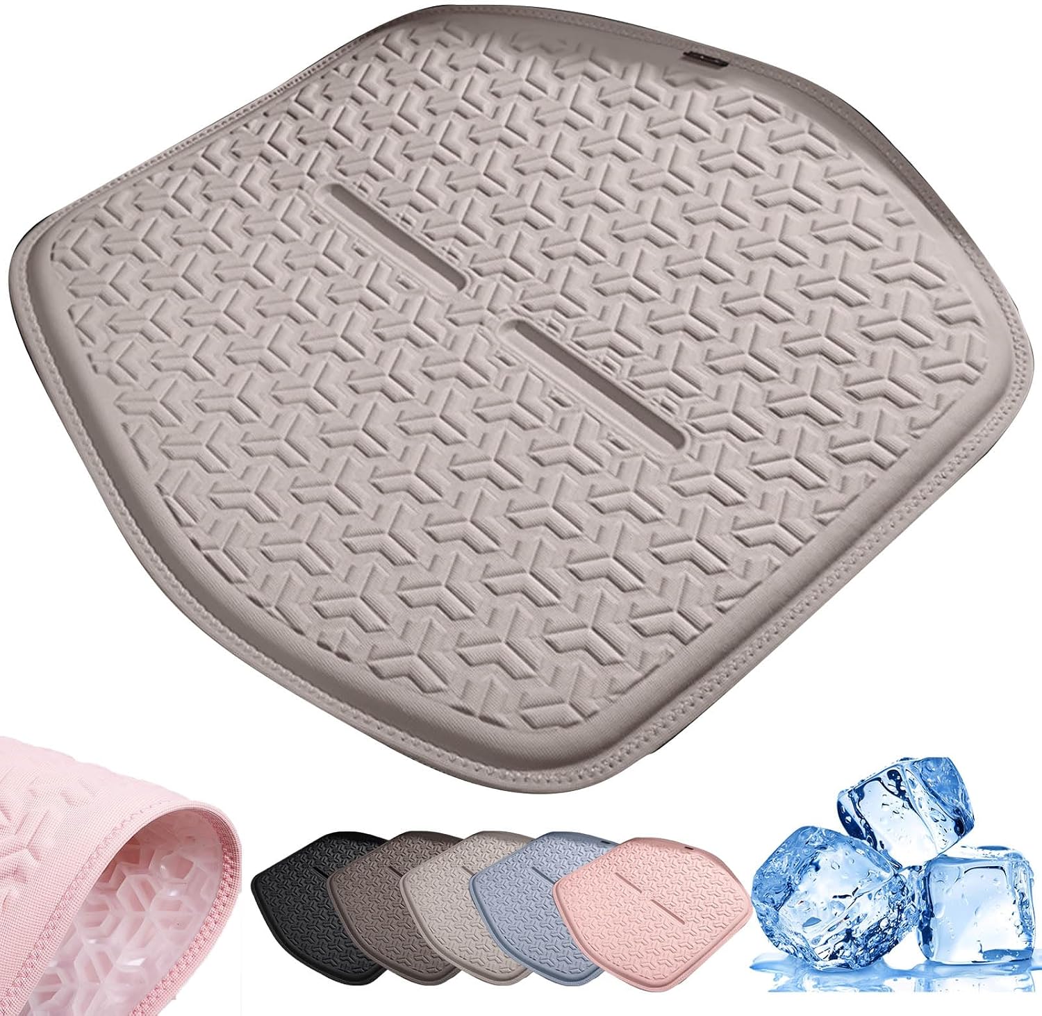 Summer Jelly Gel Seat Cushion, 2024 New Gel Seat Cushion for Car,Gel Enhanced Seat Cushion Office Chair Cushionfor Long Sitting for Ultimate Comfort Beige,Single seat