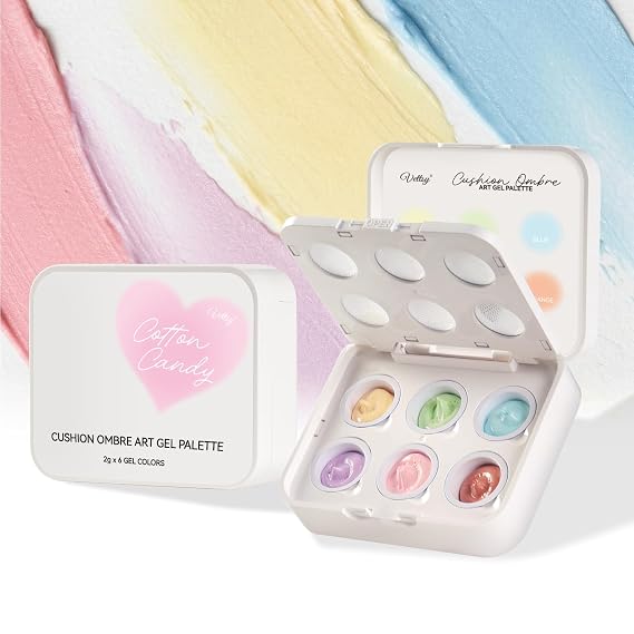 vettsy Cushion Ombre Art Gel Palette -Professional Cream Gradient Polish for Aura Nails & Seamless Transitions - UV/LED Cured, Long-Lasting DIY Nail Art Kit (Cotton Candy)