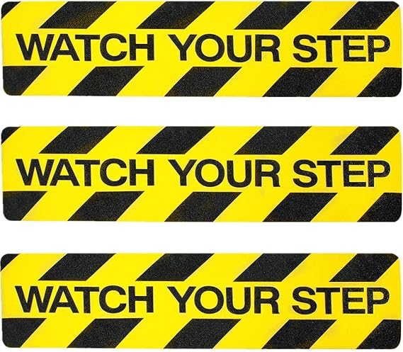 3-Pack Watch Your Step Floor Stickers Anti Slip Abrasive Safety