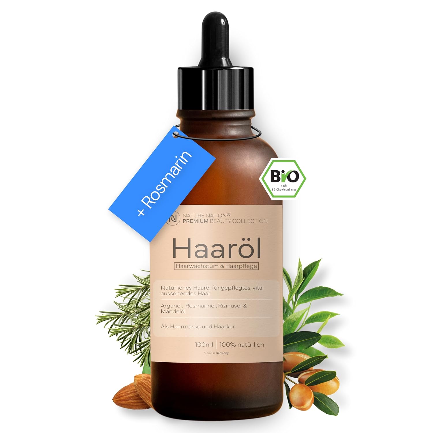 Natural Organic Hair Oil - For Hair Loss Hair Growth Hair Growth: Promote Hair with Argan Oil Castor Oil Almond Oil Rosemary Oil Rosemary - Cold Pressed - Hair Growth Oil as Hair Mask Hair