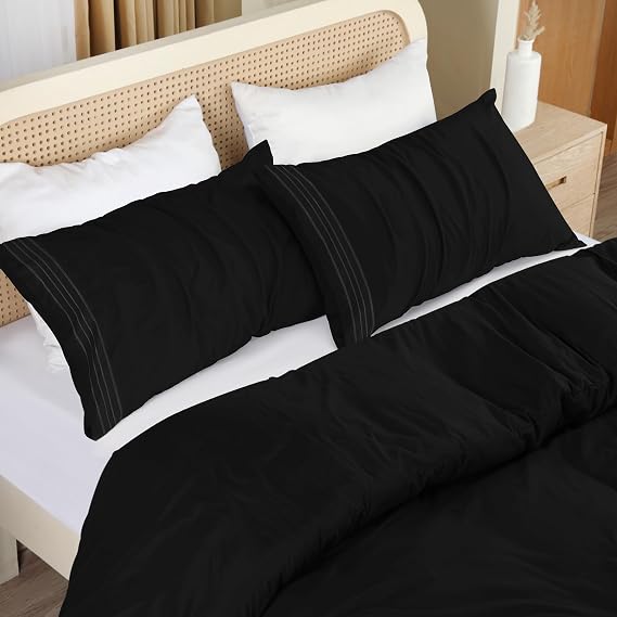 Utopia Bedding Double Duvet Cover Set (Black)
