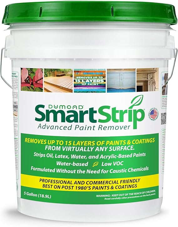 Smart Strip Advanced Paint Remover - for Removal of Acrylic, Latex, Oil, Water-Based Coatings - Non-Caustic Formula - Indoor/Outdoor - Contractor & DIY Friendly - 5 Gallon