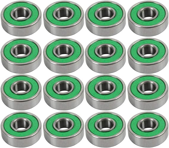 Inline Skate Speed Bearings Set of 16 Pre-Lubricated ABEC 7 Rated Double Shielded Servicable Bearing Pack for 8 Wheels