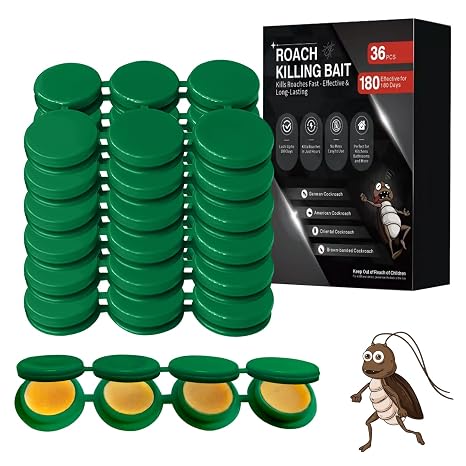 36 Pack Cockroach Gel Bait, Highly Effective Roach Killer Indoor Infestation Solution, Fast Acting Cockroach Killer Indoor Home Kitchen Use, Easy to Apply & No Mess Roach Bait, Long-Lasting