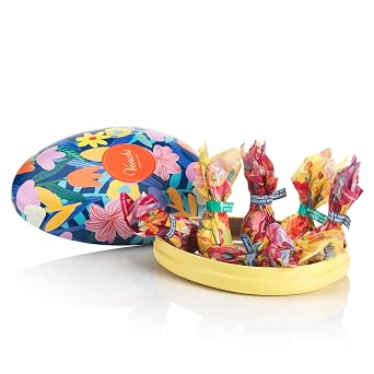 Venchi - Egg-Shaped Tin, 2.71 Oz, 7 Assorted Hazelnut Chocolate Mini Eggs, Gluten Free, Venchi Spring Collection Teresa Rego, Gift Idea