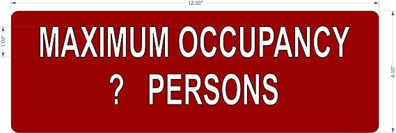 Maximum Occupancy Sign, Customize Number (Black)