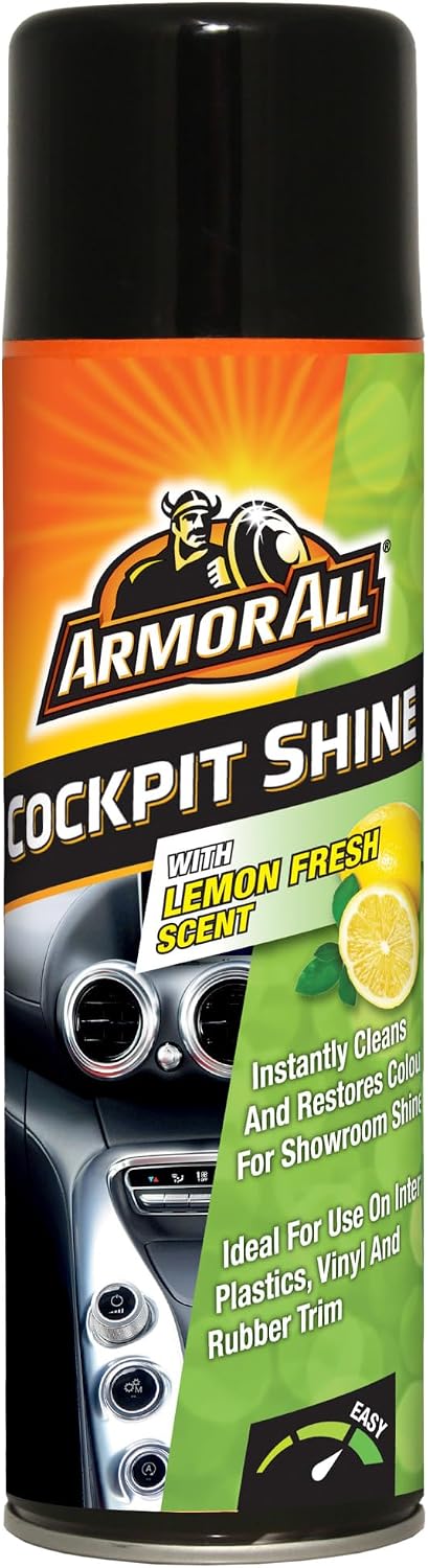 Armor All, Cockpit Shine Car Interior Cleaner 500ml, Lemon, Cleans and Restores Dashboards and Trims, Anti-Static Formula to Repel Dust, Ideal for Car Detailing, Made in the UK