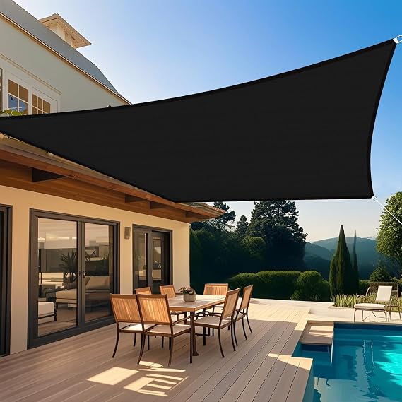 Shade&Beyond 6'X10' Sun Shade Sail Black Rectangle