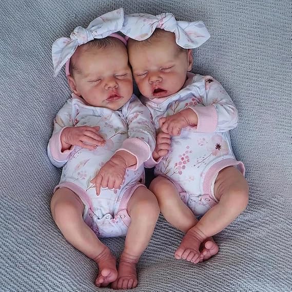Anano Lifelike Reborn Baby Dolls Pippa 26 inch Big Girl that Look Real Soft Cloth Body Realistic Newborn Doll Bed Time Playmates for Kids Age 3+ (Twins Baby)