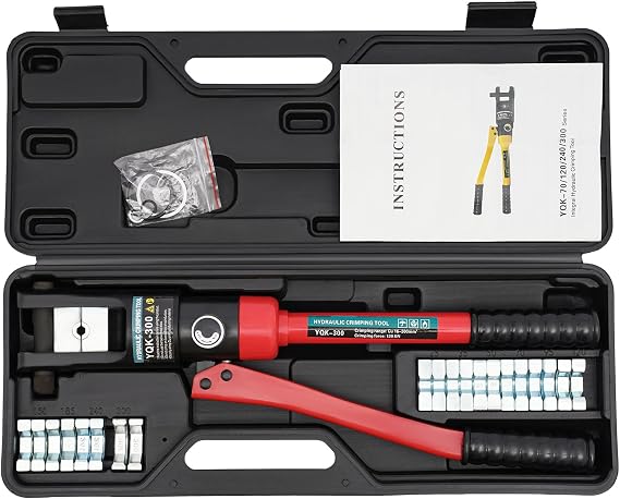 Tonne Hydraulic Crimping Tool, Rope YQK300 Wire Balustrade Crimper, Hydraulic Hand Crimper Tool (Red)