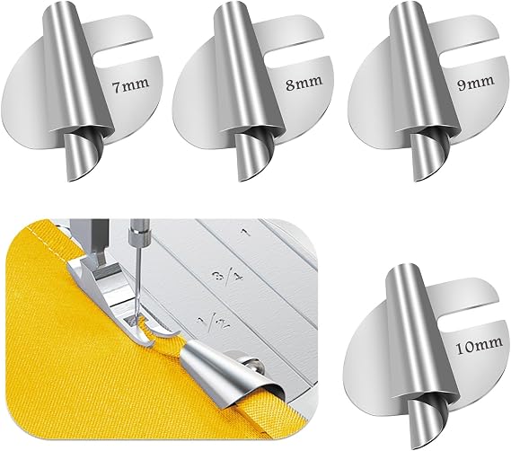 TIGARI Rolled Hem Presser Foot, Sewing Rolled Hemmer Foot, 7/8/9/10mm Size Rolled Hem Pressure Foot Sewing Machine Feet Hemming Machine Hand Sewing Machine Sewing Accessories