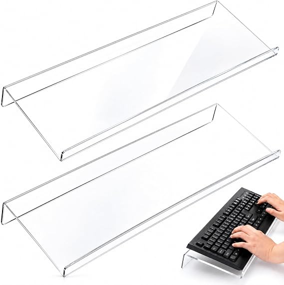 Eorbow 2 Pack Tilted Computer Keyboard Stand, Clear Acrylic Keyboard Tray Holder for Easy Ergonomic Typing, Keyboard Riser for Office Desktop, Home, School