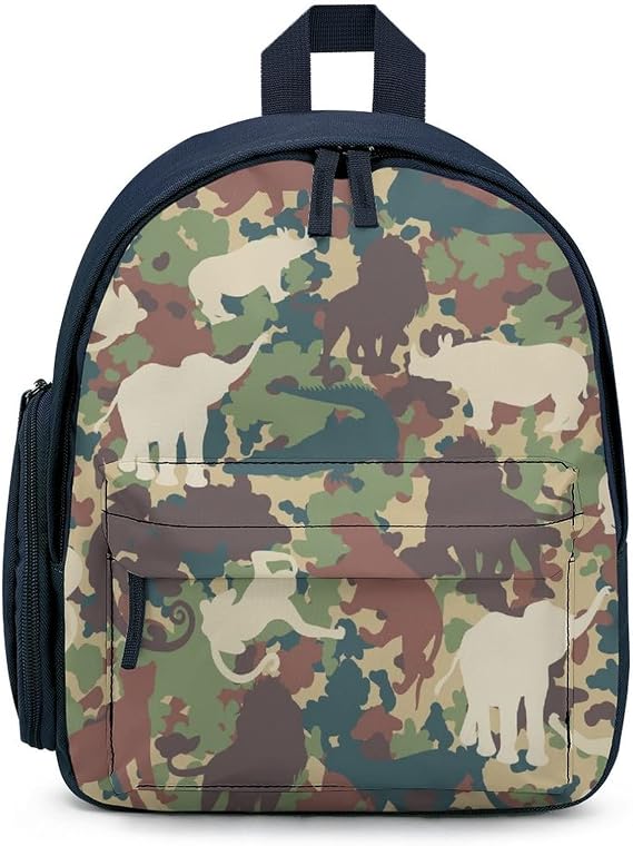 Personalized School Backpack Small Kids Bookbag Camouflage Animal Printed Daypack for Girls Boys