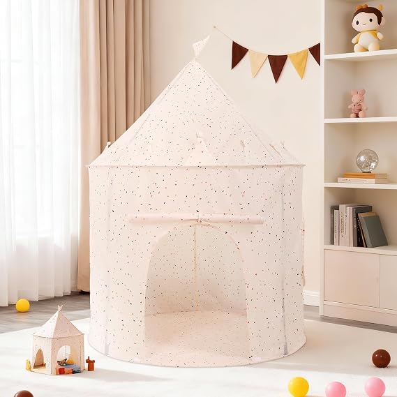 Kids Castle Play Tent, Children's Indoor Play House, 41" x 53", Cream