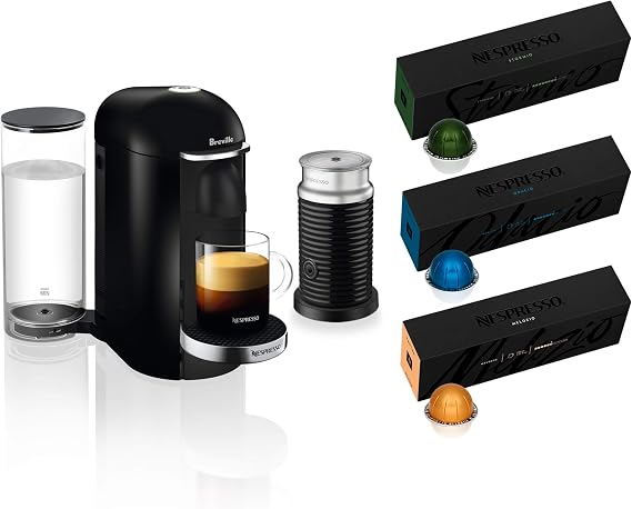 Nespresso VertuoPlus Deluxe Coffee and Espresso Maker by Breville, Black