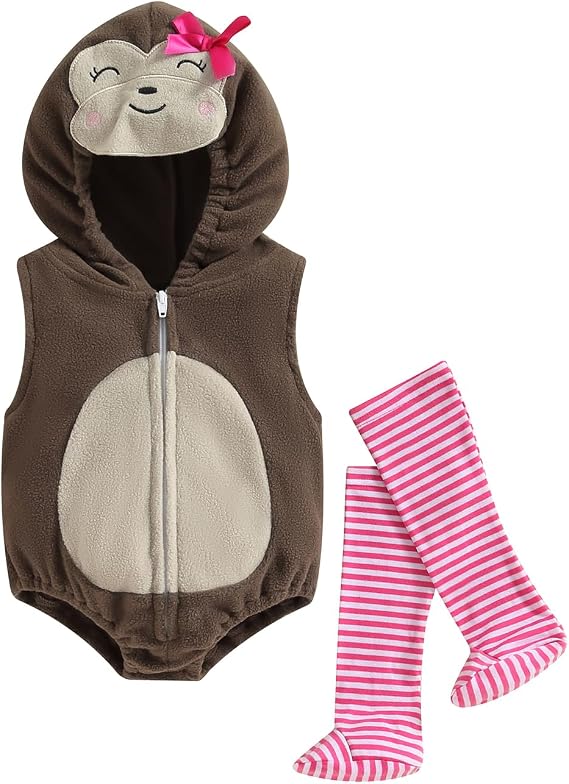 Bonangber Toddler Baby Boy Girl Halloween Costumes Animal Fruits Costume Zipper Hooded Romper Stockings Cosplay Costume