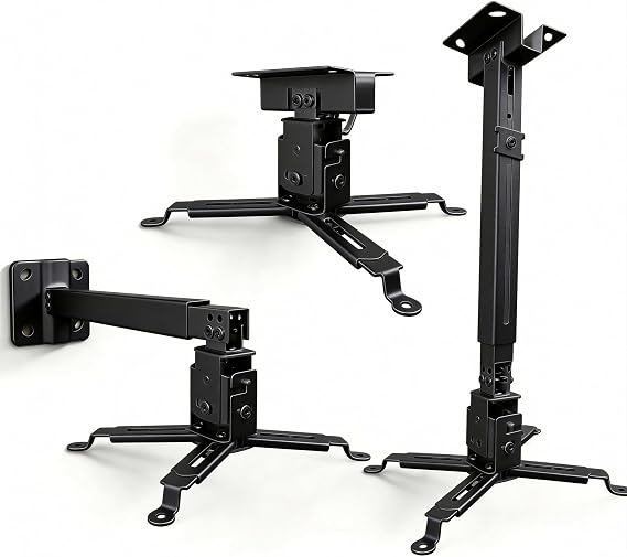 Projector Ceiling/Wall Mount, Adjustable Height & Arms, Black