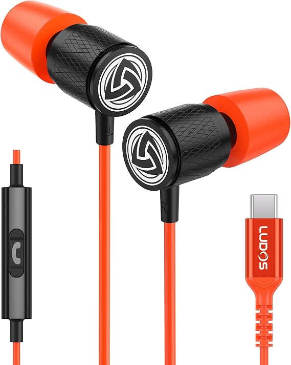 LUDOS Ultra USB C Headphones for iPhone 17 16 15 Pro Max Plus Air iPad Pro, Magnetic USB-C Earbuds for Samsung Galaxy S24 S23 Ultra S22 S21 FE S20 A55 A54 A53, USB Type C Earphones