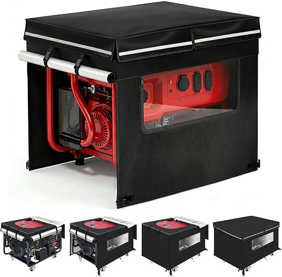 Generator Covers while Running, 38''L28''W27''H, Waterproof, Black | 600D Outdoor Generator Cover with Top Opening, Visual Operation Window&Double-Layer Fabric, Fits Most 5000W15000W Generators