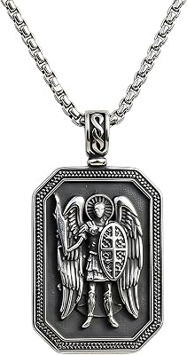 Stainless Steel Necklace Charms | OM - The Primordial Word | Flower of Life | Archangel Michael Pendant | 3 Rings Spiritual Protection, Meditation & Healing Jewelry Set for Men & Women