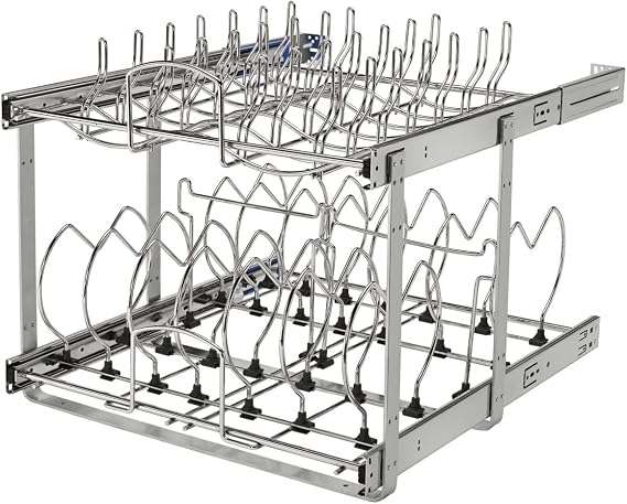 Rev-A-Shelf Two-Tier Steel Wire Pullout Cookware Cabinet Organizer w/Soft-Close